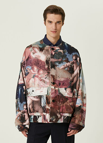 Colorblocked Mixed Pattern Jacket