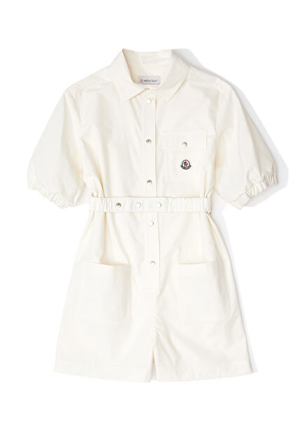 Cream Belt Detailed Girls' Jumpsuit