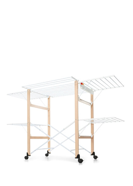 Gulliver Naturel Beyaz Ahşap Katlanabilir Çamaşır Kurutmalık