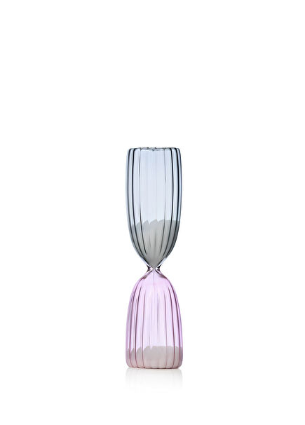 Times Smoke and Pink Glass Hourglass 16 x 3.8 cm