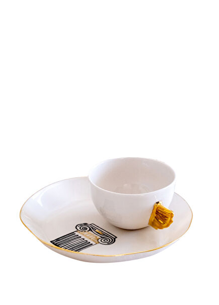 Volans Nuaj Column Porselen Kahve Fincanı ve Tabağı