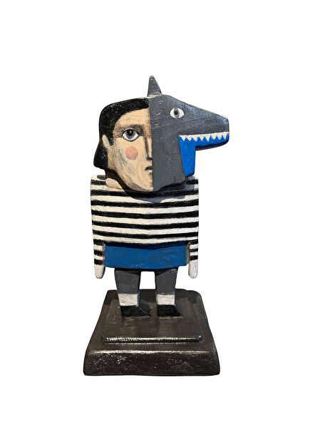 Tarkan Güveli Acrylic Painted Wooden Metal Sculpture