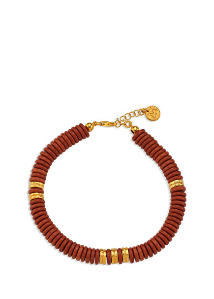 Red Howlite Women's Gold Plated Bracelet
