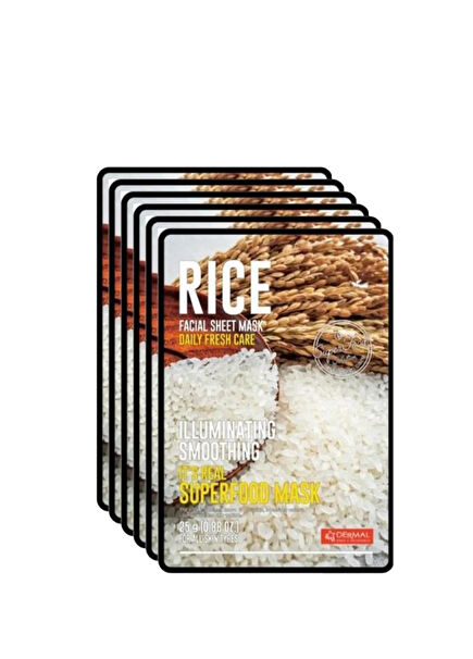 Rıce Facial Sheet Mask Aydınlatıcı ve Pürüzsüzleştirici Superfood Pirinç Yüz Maskesi 5'li Set 25 gr