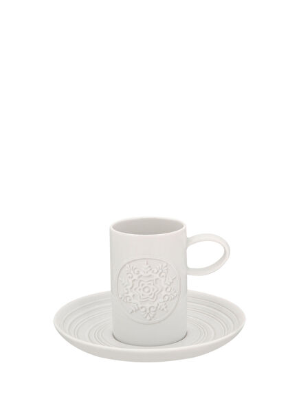 Ornament White Porcelain Coffee Cup and Saucer