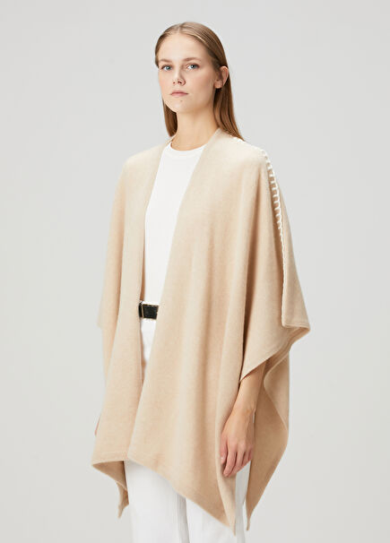 Valya Beige Cashmere Knitwear Cape