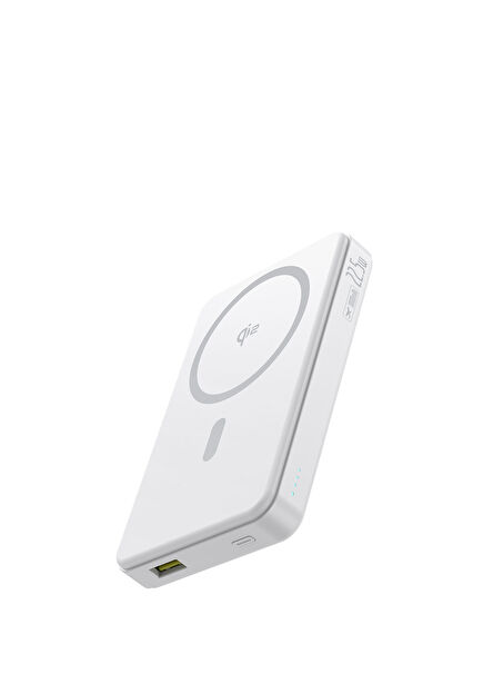 Airpow II Qi2 Beyaz Kablosuz + 22,5W USB-A + 20W PD USB-C 10000mAh MagSafe Powerbank 15W 