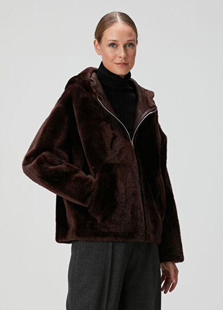 Bordo Kapüşonlu Mont