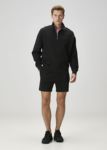 Siyah Beli Kordonlu Şort