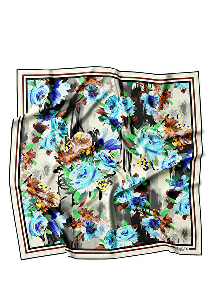 Blue Reverie Twill Desenli İpek Kadın Eşarp 