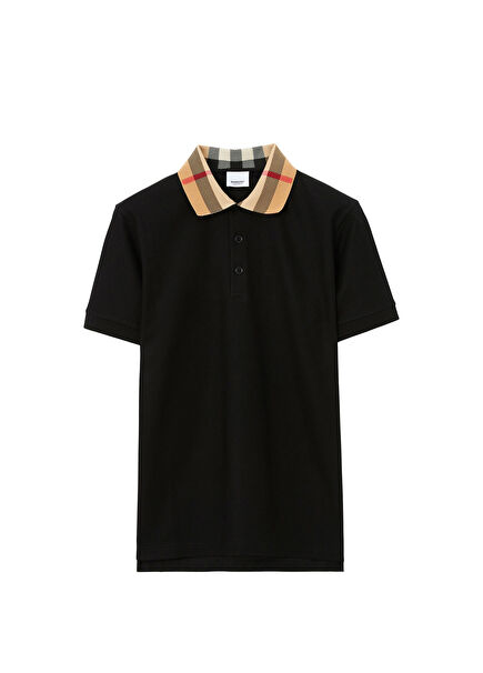 Siyah Pamuklu Polo Yaka Kısa Kollu Erkek T-Shirt