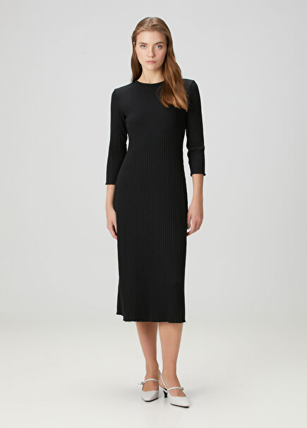 Black Rib Midi Dress
