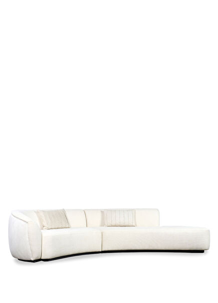 Seranete Duble Krem Rengi Üçlü Kanepe