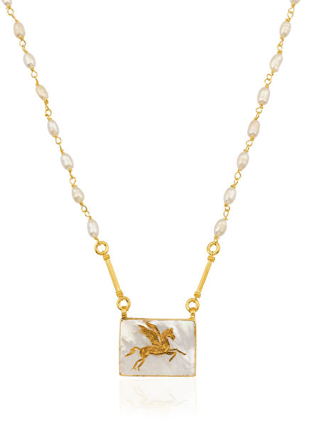 Pegasus 925 Sterling Silver 22K Gold Plated Women's Necklace