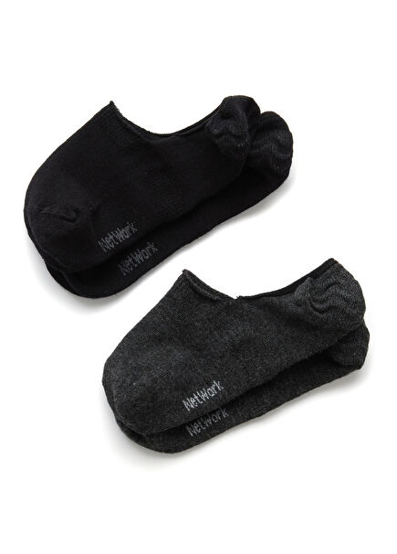 Black Anthracite 2 Pieces Women's Bamboo Socks Set