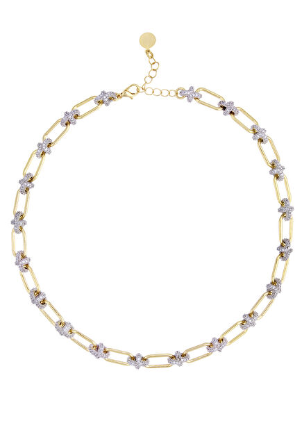 Beaded Square Hoop Square Women's Gold Plated Neck