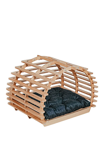 Tünel Ahşap Lacivert XL Büyük Irk Köpek Yatağı