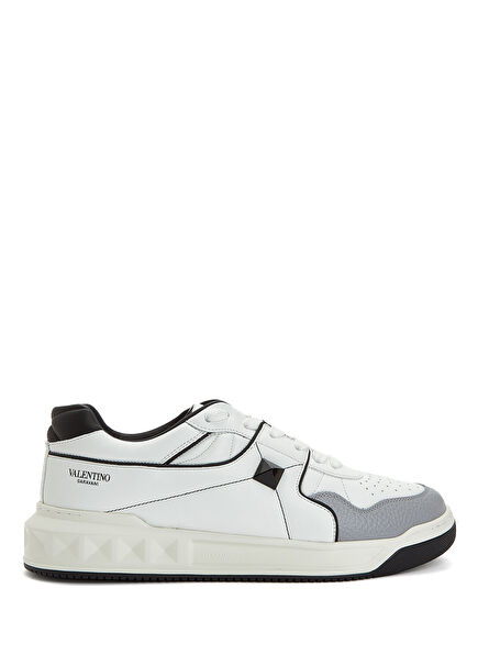 One Stud Beyaz Gri Erkek Deri Sneaker