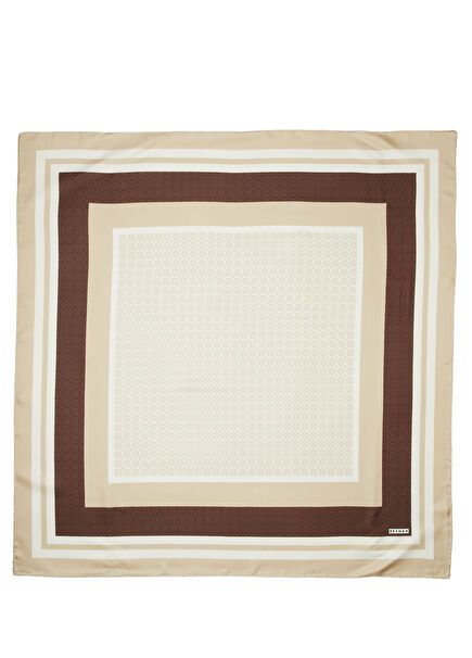 Brown Monogram Pattern Silk Scarf