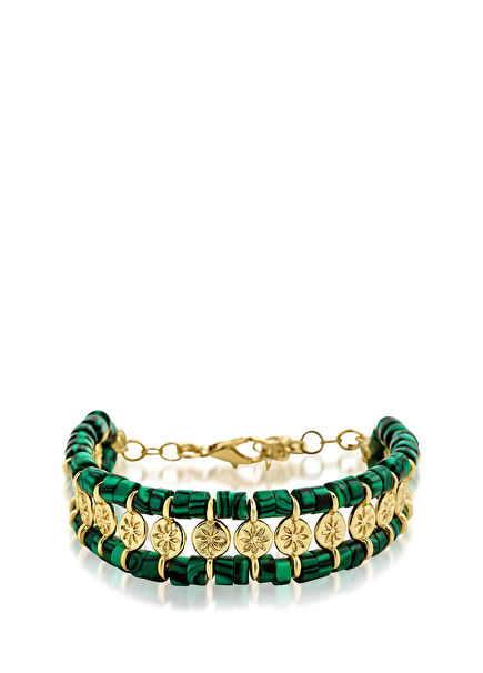 Greco Malahit Detaylı Kadın Altın Bileklik