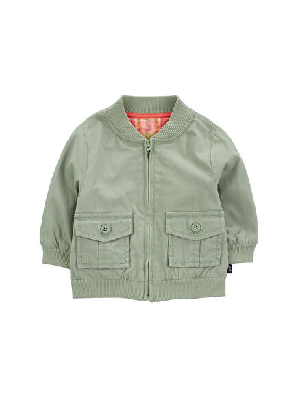 Green Baby Boy Jacket with Cargo Pockets