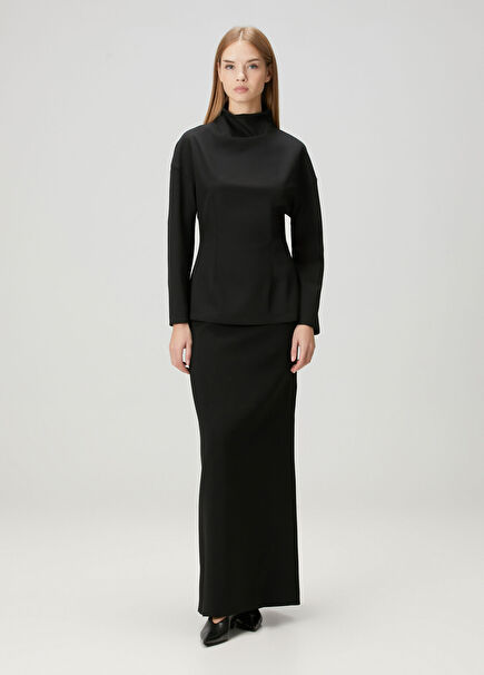 Black Maxi Wool Skirt