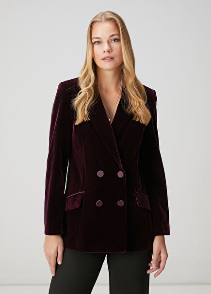 Mürdüm Kruvaze Abiye Ceket