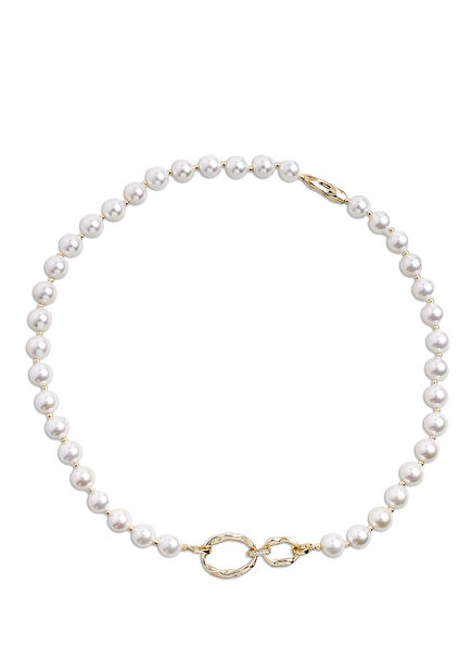 Rönesans İnci 18 Ayar Sarı Altın Kaplama 925 Ayar Gümüş Kadın Kolye