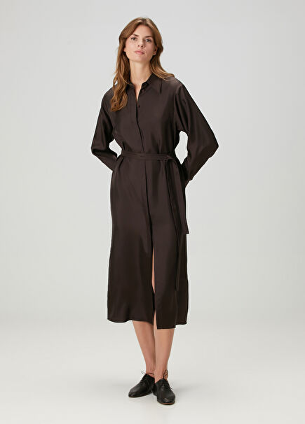 Low-Cut Midi Silk Dress