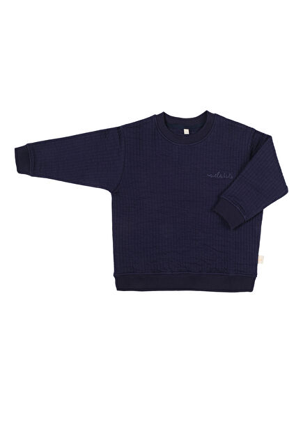 Gece Mavisi Kapitone Unisex Bebek Sweatshirt 