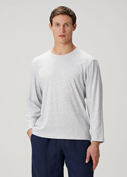 Açık Gri Uzun Kollu T-shirt