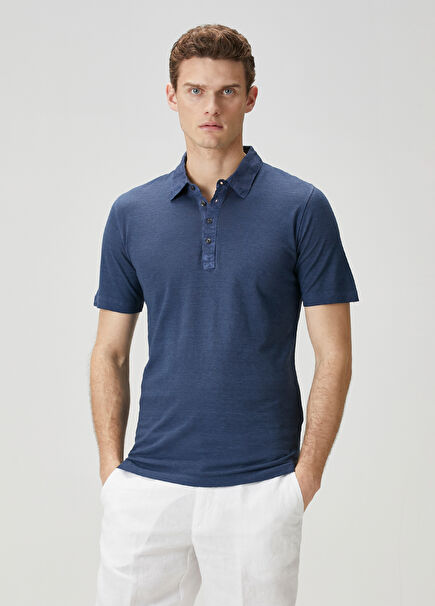 Lacivert Polo Keten T-shirt