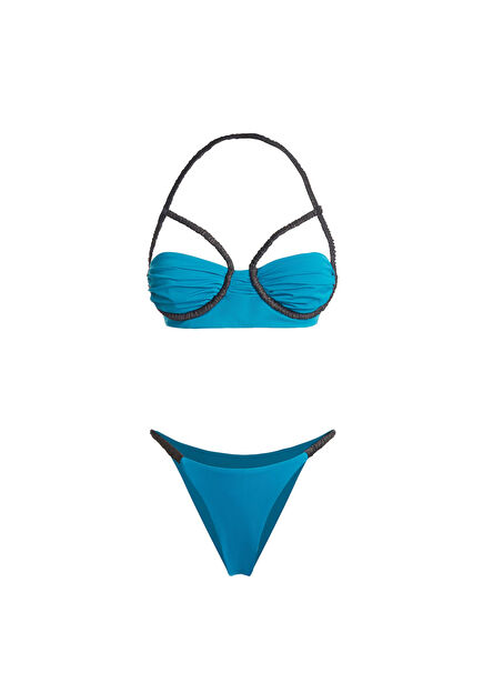 Amazon Bandeau Petrol Blue Women's Bikini Set
