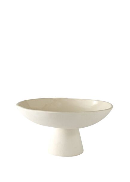 Kemik Rengi Ayaklı Büyük Stoneware Servis Standı