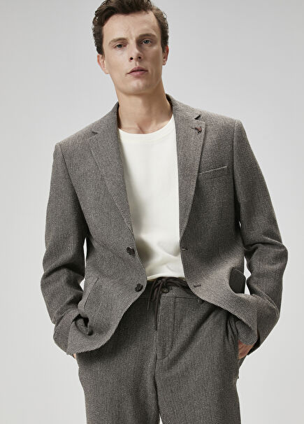 Mink Crinkle Textured Wool Jacket