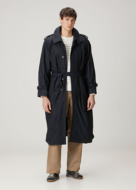 Navy Blue Wool Overcoat