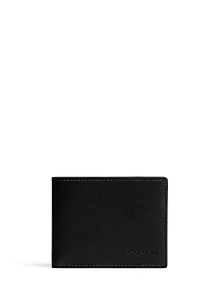 Black Logo Detailed Women's Leather Wallet