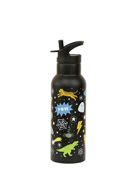 Little Lovely Galaxy Black Steel Children's Thermos Drinker with Straw 500 ml