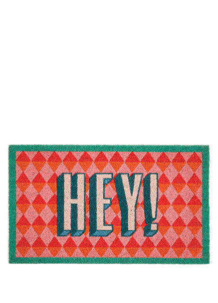 Kerala Coir Kırmızı Pembe Kapı Önü Paspası 45 x 75 cm