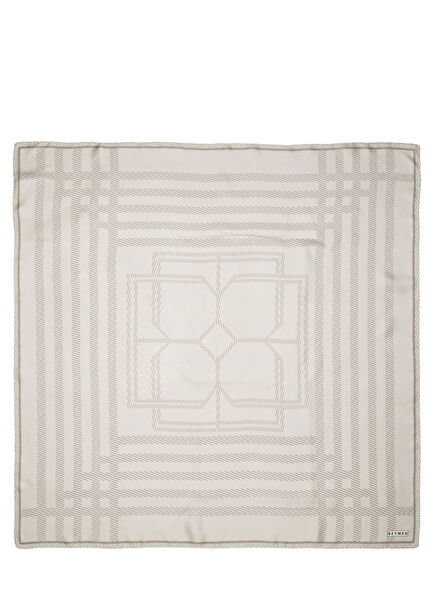 Gray Monogram Patterned Silk Scarf