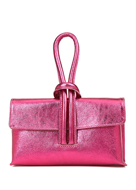 Fuşya Kadın Deri Omuz Çantası