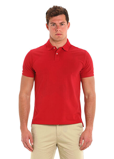 Deck Kırmızı Polo Yaka Kısa Kollu Erkek T-shirt