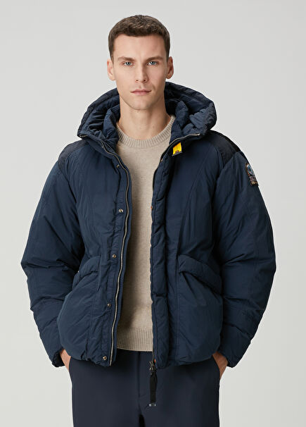 Navy Blue Hooded Coat