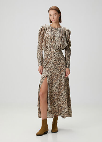 Sakura Snake Print Midi Skirt