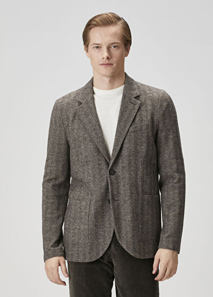 Bej Desenli Yün Ceket