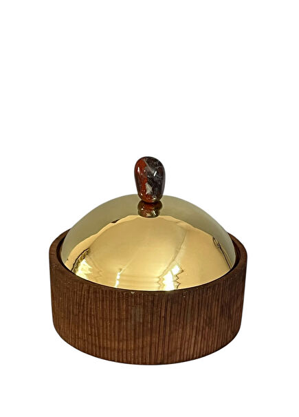 Kahverengi Kapaklı Ahşap Sunum Tabağı