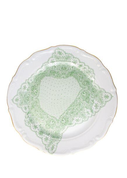 Volante Dentelle Yeşil Porselen Tabak 27 cm