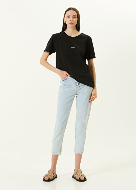 Dog Mom Baskılı Siyah Oversize Kadın T-shirt