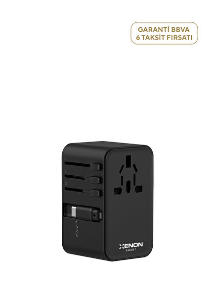 70W GaN Fast Charging Built-in USB-C Cable USB-C 2x USB-A Outlet Converter X6411