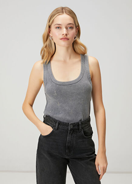 Grey Hotfix Logo Tank Top